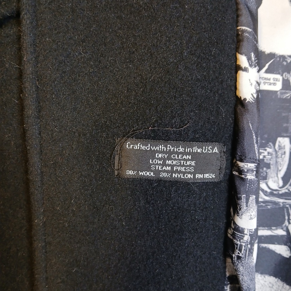 Alorna Black Wool Blend Car Coat Vintage Graphic Lining Made in USA Womens L - Picture 5 of 10